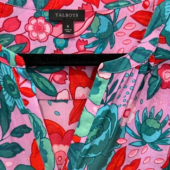 Talbots Belted Shirtdress - Sketched Blooms Women’s Size 6 - Picture 4 of 4